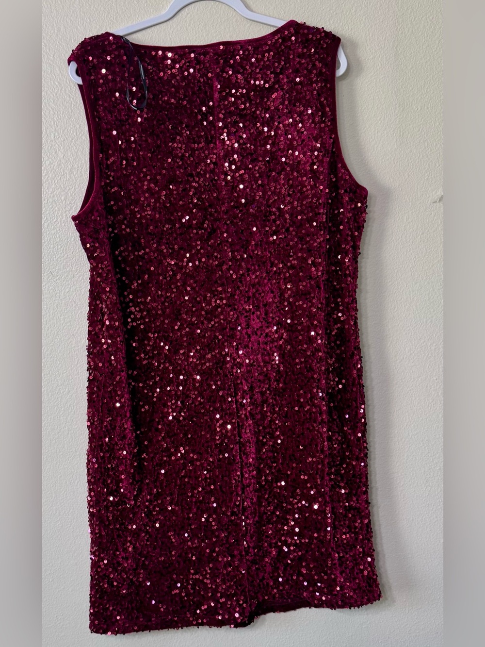 Nina Leonard Burgundy Sequin Sleeveless Shift Dress Size 1X - Picture 4 of 4
